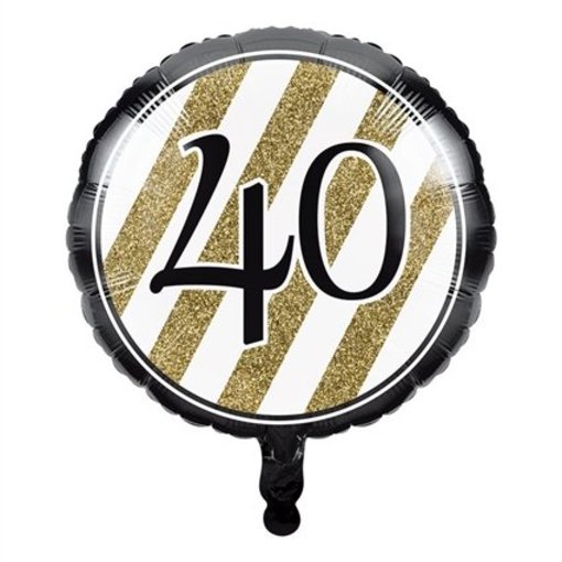 Folieballon '40' Black & Gold (46cm)