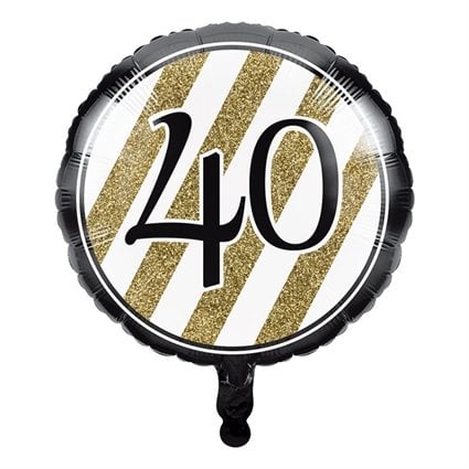 Folieballon &apos;40&apos; Black & Gold (46cm)