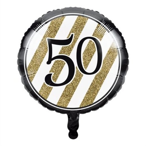 Folieballon '50' Black & Gold (46cm)