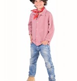 Geblokte blouse rood/wit kind