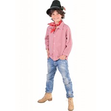 Geblokte blouse rood/wit kind