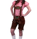 Lederhose bruin kort model dames (echt leer)