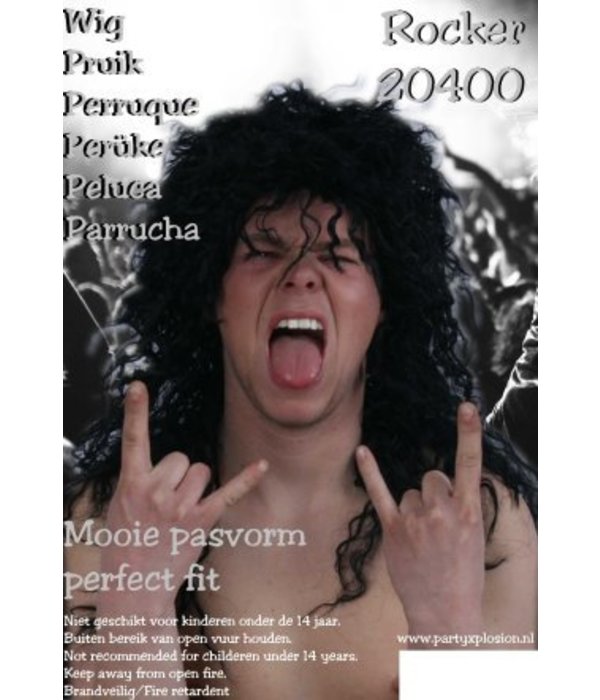 Pruik Hardrocker zwart