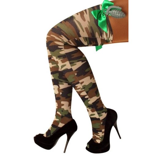 Stay-up kousen camouflage+strik+handgranaat