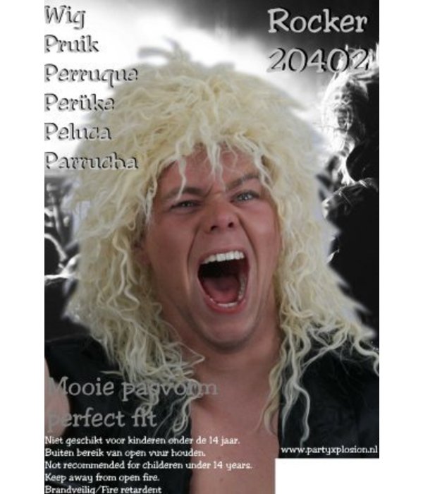 Pruik hard rocker blond