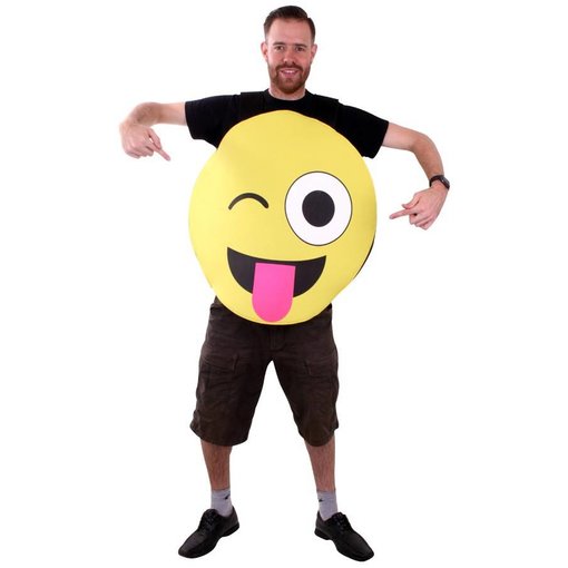 Emoticon smiley met tong kostuum