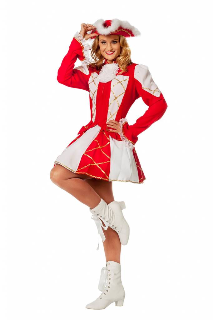 Wilbers - Dans & Entertainment Kostuum - Showmeisje Dansmarietje, Rood - Vrouw - rood - Maat 48 - Carnavalskleding - Verkleedkleding