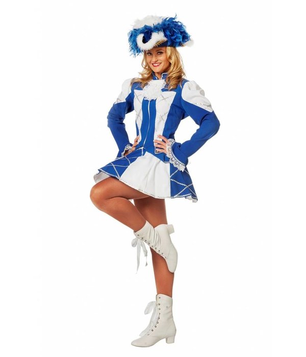 Dansmarietje pakje blauw/wit vrouw