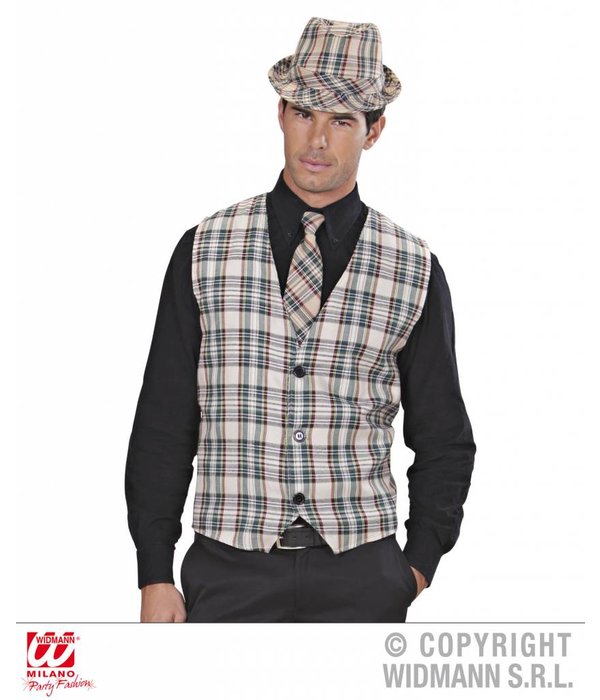 Schotse tartan gilet beige