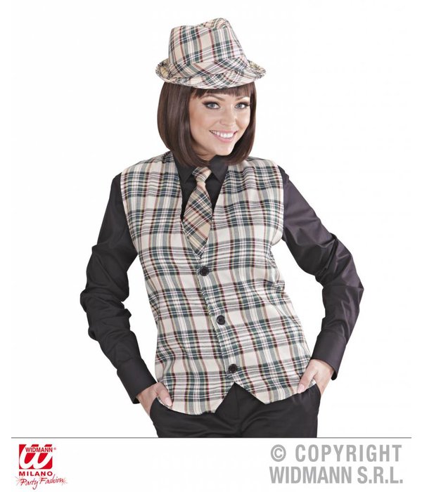 Schotse tartan gilet beige