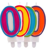 Kaars cijfer 0 in vrolijke kleuren