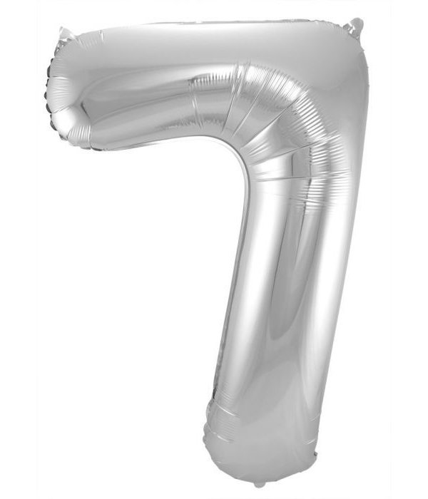 Zilveren Folieballon Cijfer 7- 86 cm