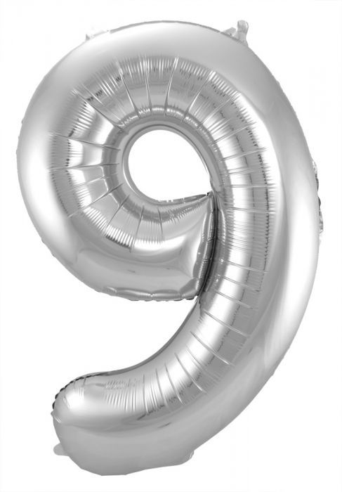 Zilveren Folieballon Cijfer 9 - 86 cm afbeelding