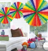 Regenboog honeycomb waaier 45cm
