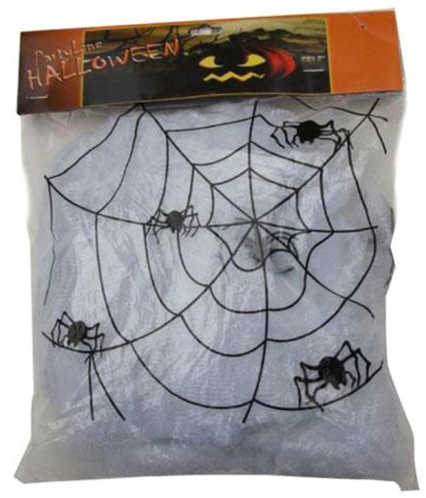 Decoratie Spinnenweb 100g + 4 spinnen