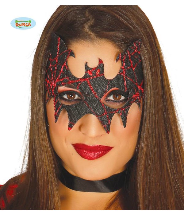 Vleermuis masker zwart/rood
