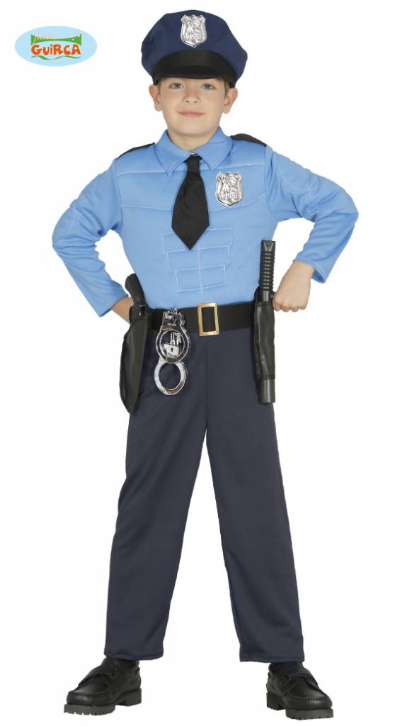 Gespierde Police officier jumpsuit kind afbeelding