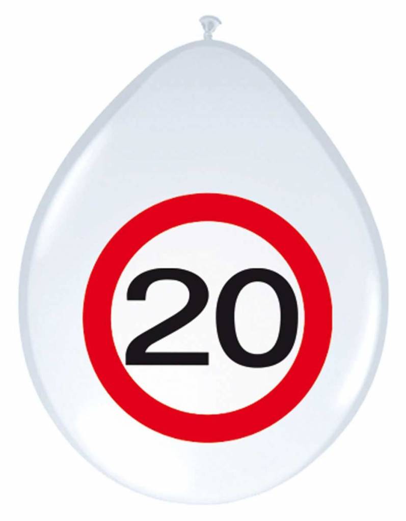 20 Jaar Verkeersbord Ballonnen - 8 stuks afbeelding