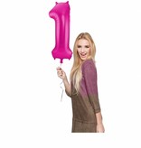 Magenta Folieballon Cijfer 1 - 86 cm