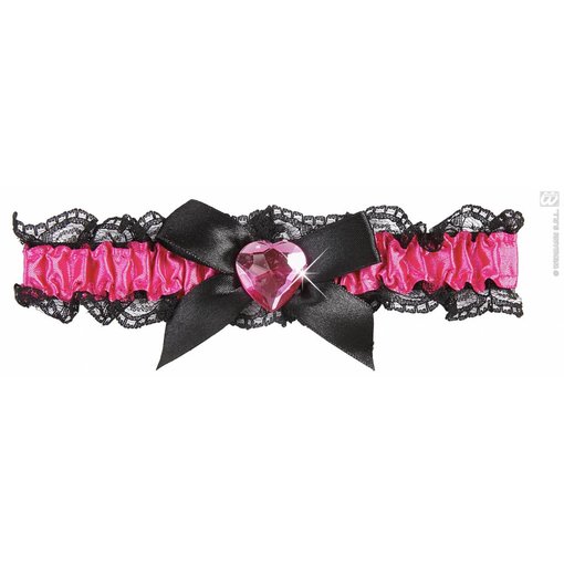 Kousenband roze met roze hartje