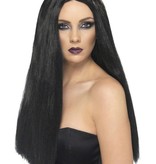Heks pruik zwart lang
