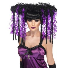 Gothic emo pruik paars/zwart