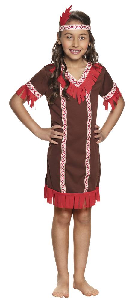 Indianen kostuum meisje rood afbeelding