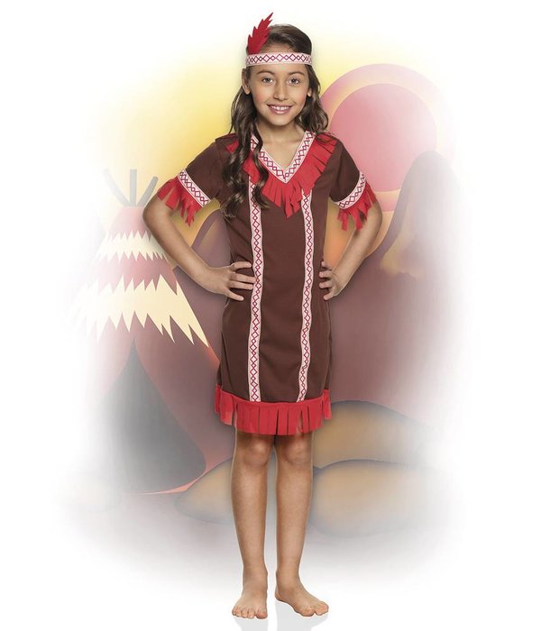 Indianen kostuum meisje rood