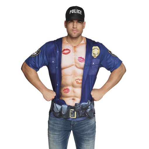 Fotorealistisch shirt Politieagent man