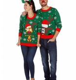 Kersttrui groen met rendier