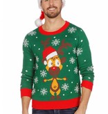 Kersttrui groen met rendier