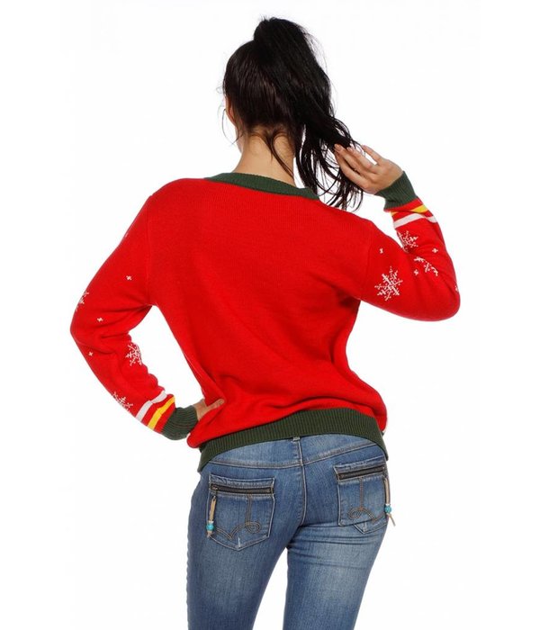 Foute Kersttrui rood met kerstelf