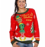 Foute Kersttrui rood met kerstelf