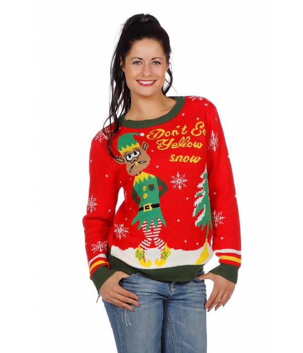 Foute Kersttrui rood met kerstelf