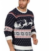 Kersttrui blauw met slee