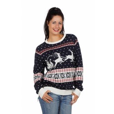 Kersttrui blauw met slee