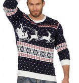 Kersttrui blauw met slee