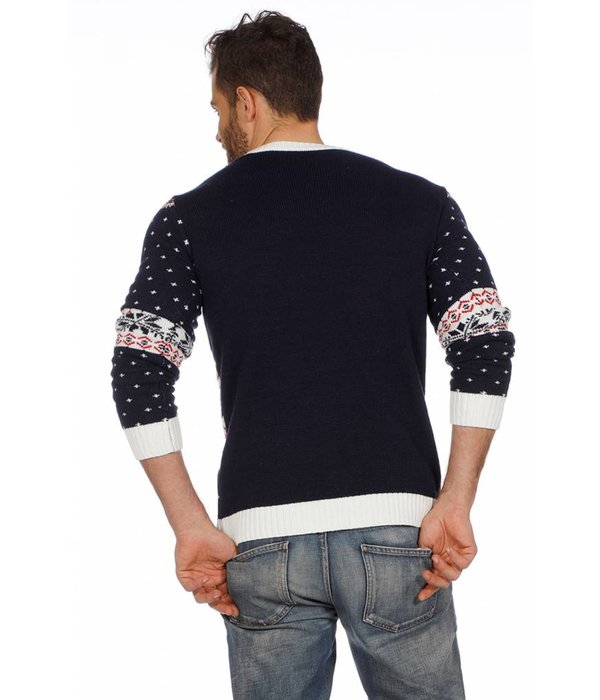 Kersttrui blauw met slee