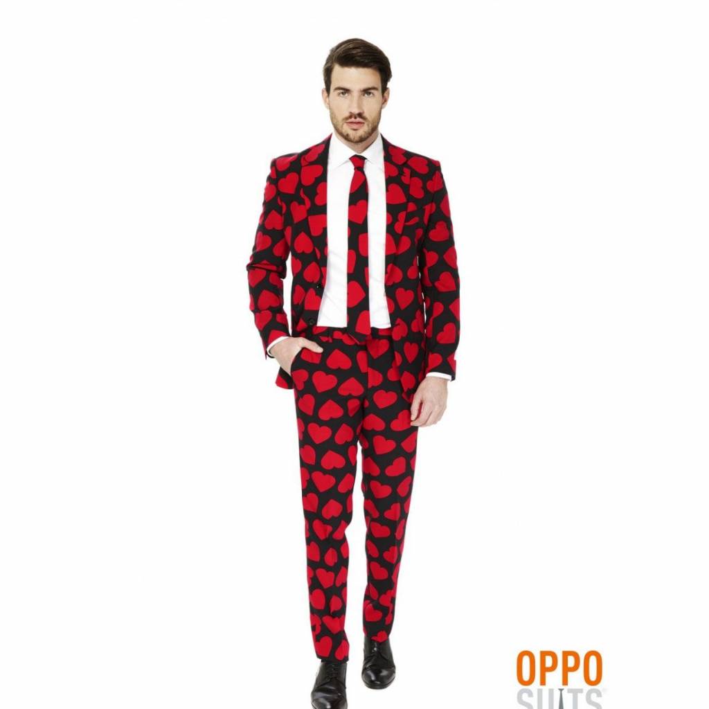 OppoSuits King of Hearts - Mannen Kostuum - Rood - Carnaval - Maat 56