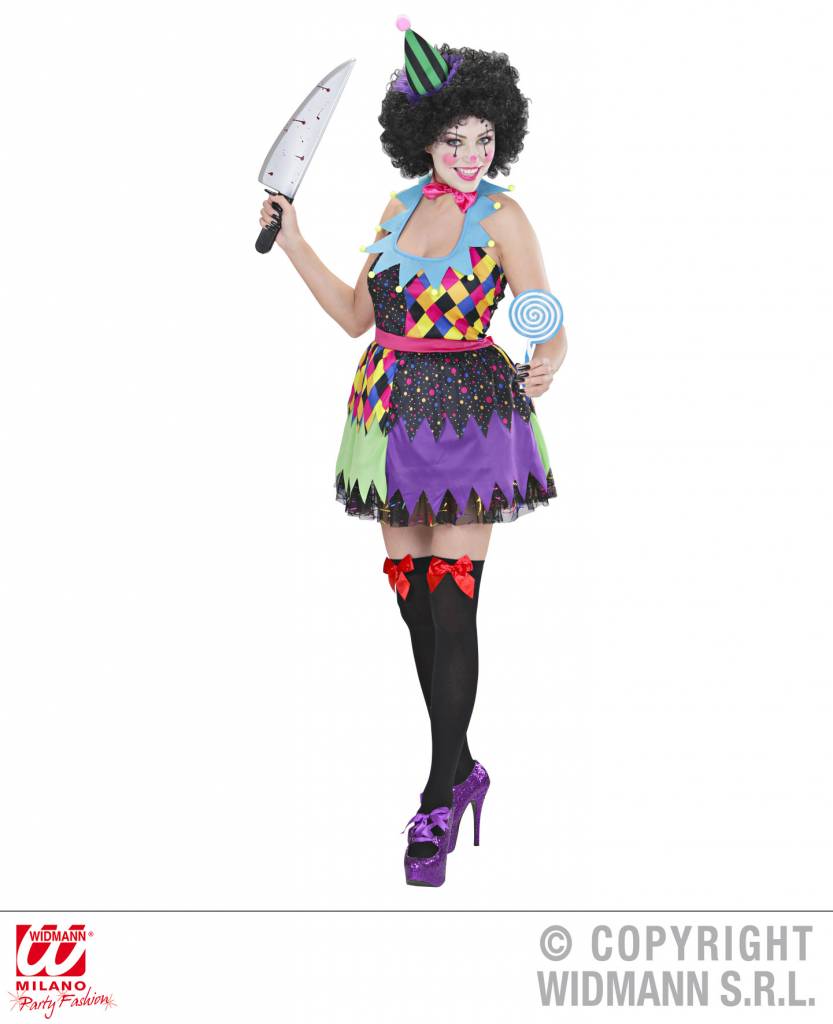 Kwaadaardige Clown dame outfit afbeelding