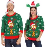 Kersttrui groen met rendier