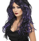 Gothic bruid pruik paars/zwart