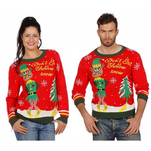 Foute Kersttrui rood met kerstelf