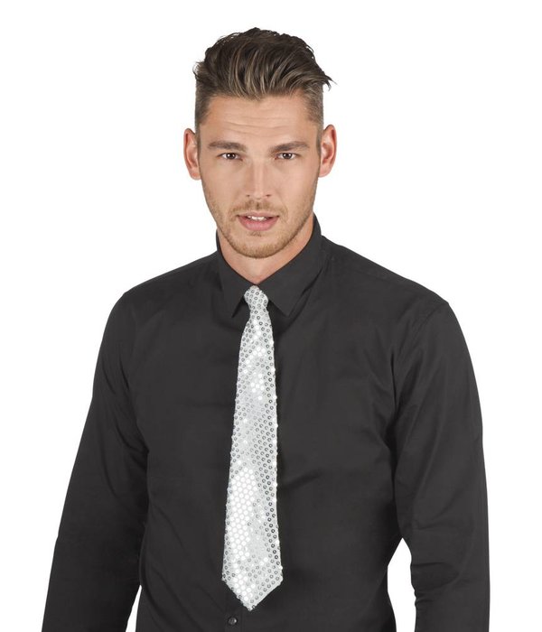 Stropdas pailletten zilver