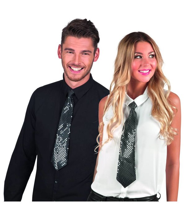 Stropdas zwart pailletten