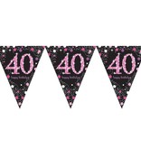 Happy Birthday vlaggenlijn 40 jaar sparkling pink