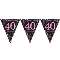 Happy Birthday vlaggenlijn 40 jaar sparkling pink