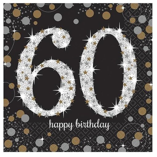 Servetten 60 jaar Sparkling Celebration