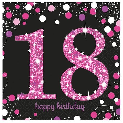 Servetten 18 jaar Sparkling Pink