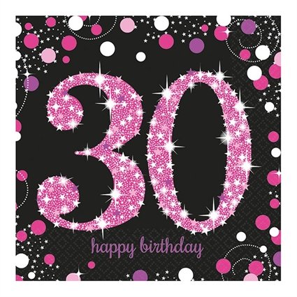 Servetten 30 jaar Sparkling Pink afbeelding